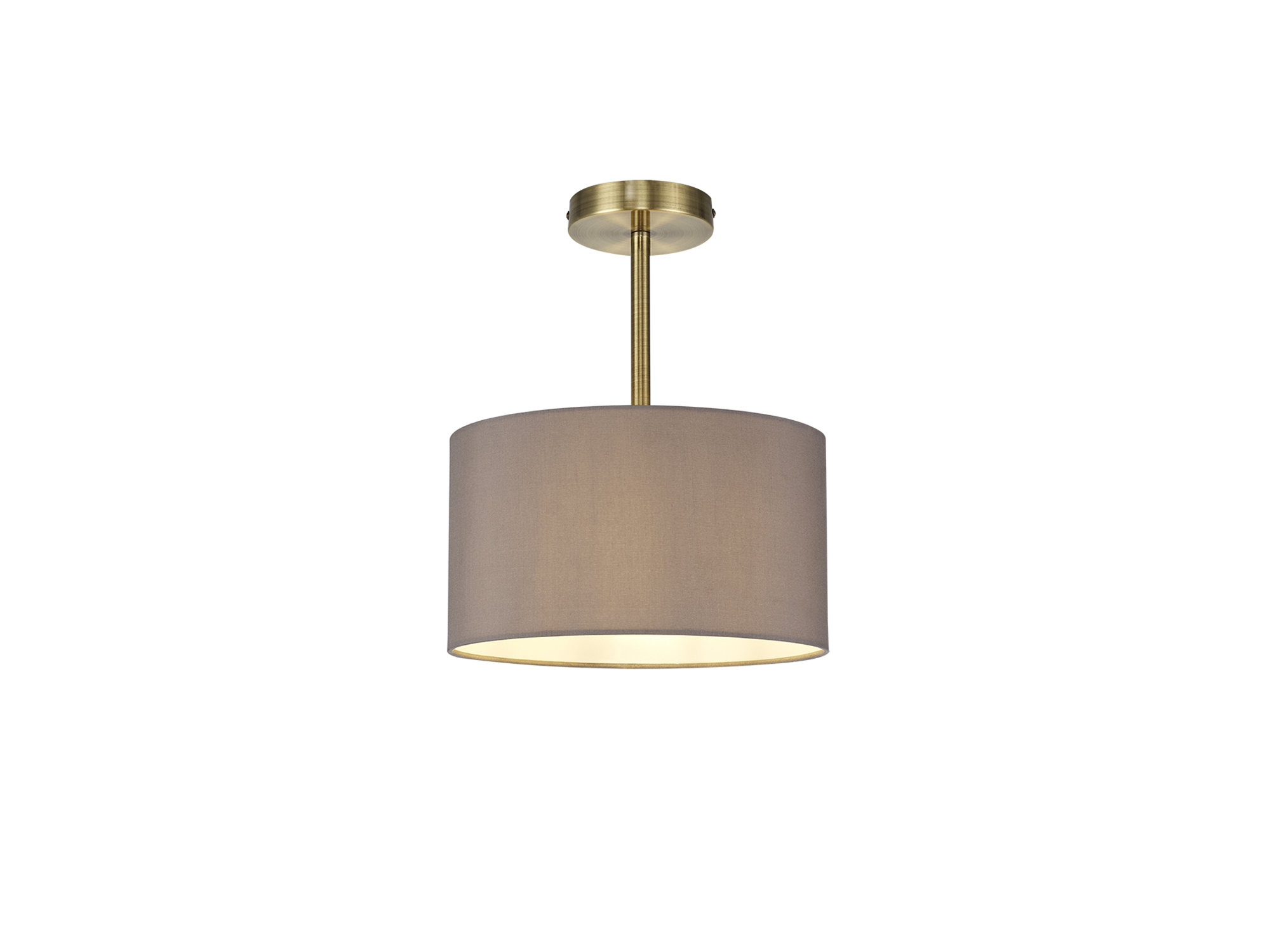 DK0166  Baymont 30cm Semi Flush 1 Light Antique Brass, Grey